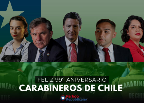 Gráfica del Partido Republicano por el 99º aniversario de Carabineros de Chile, con mensaje de respaldo a la institución.
